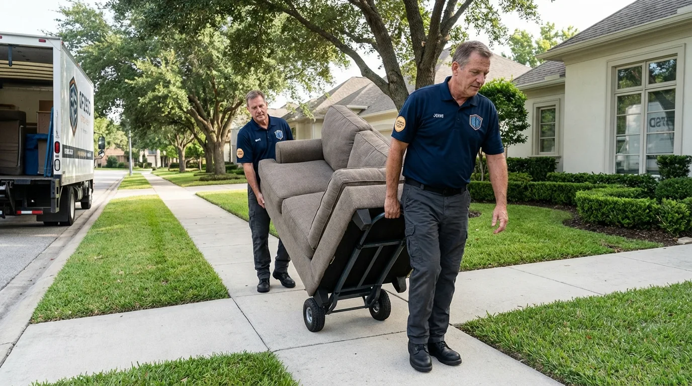 Local residential moving crew loading furniture in Midway, TN